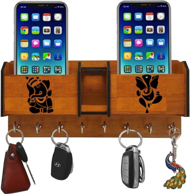 shashank Shashank COMBO MULTIPURPOSE WOODEN KEY HOLDER MOBILE CHARGING STAND Wood Key Holder(7 Hooks)