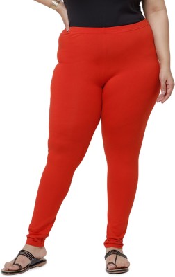 De Moza Ankle Length  Western Wear Legging(Orange, Solid)