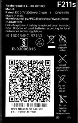 AEHUB Mobile Battery For  Jio LYF Keypad Phone LF2403N/F220B/F120B/F320B/F90M/F61F/F81E/2000mAh