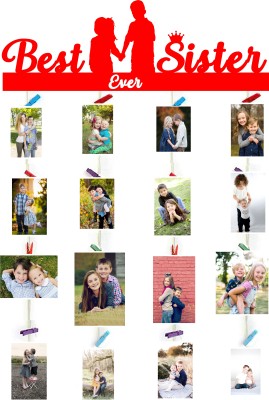 Khush Its Amazing Wood Wall Photo Frame(Red, 16 Photo(s), 4*6)