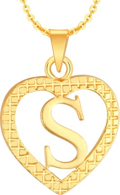 sk jewels Stylish Jewellery 'S' Letter Heart Pendants for Girls love Gold plated Pendant Gold-plated Brass Pendant