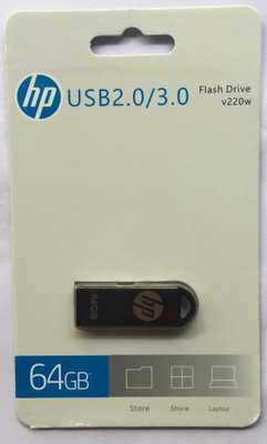 HP V220W 64 GB OTG Drive Compatible with Desktop Computer, Audio Player, Laptop, Mobile, Tablet, Television, Netbook USB 2.0 Metal Case(Grey, Silver, Type A to Micro USB)