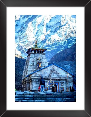 Synthetic Wood Framed Kedarnath Temple Wall Poster With Framed, 13.5 Inch X 10.5 Inch 3D Poster(13.5 inch X 10.5 inch, frame with box packing)