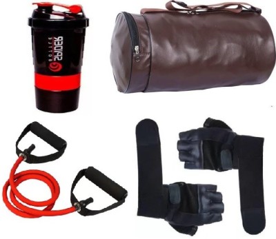 Wisekraft sport bag with resistance tube with spider bottle & gym glove fitness & gym kit(Kit Bag)