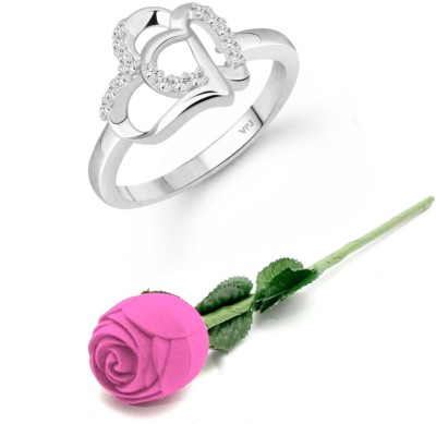 VIGHNAHARTA valentine day ring rose box Loveble Heart (CZ) Rhodium Plated Ring Alloy Cubic Zirconia Rhodium Plated Ring