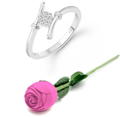 VIGHNAHARTA Alloy Cubic Zirconia Rhodium Plated Ring