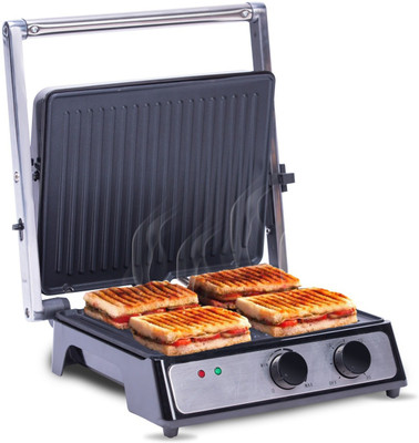 AGARO Grand 2000 Watts Super Jumbo Sandwich Maker With Non-Stick Grill Plates, Open Grill(Steel)