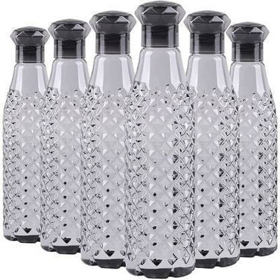 Pack of 6 Crystal Clear Water Bottle for Fridge, Home Office Gym School Boy, Unbreakable 1000 ml Bottle Plastic