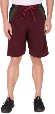 KZALCON Solid Men Maroon Running Shorts