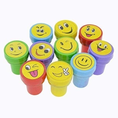 Kandle 10Pcs Emoji Stamp for Kids Plastic StampToys Art Craft School Supplies Toys(Set Of 10, Multicolor)