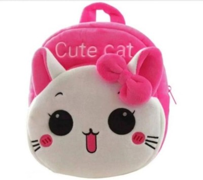Zoi cute cat school bag & bagpack soft kids bag Plush Bag(Pink, 10 L)