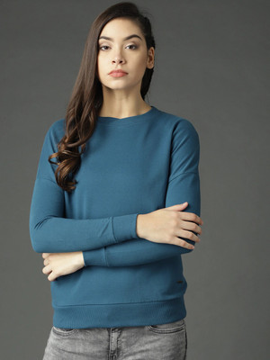 Roadster Full Sleeve Solid Women Sweatshirt