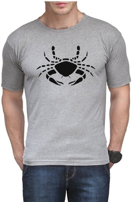 Rhymax Printed Men Round Neck Grey T-Shirt