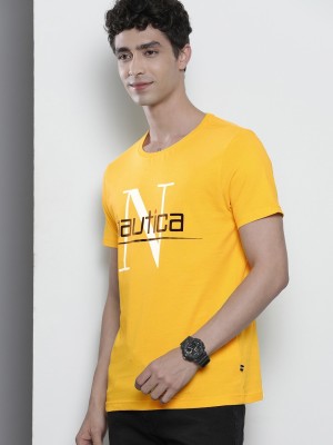 NAUTICA Printed Men Round Neck Yellow T-Shirt