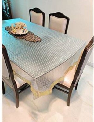 sabhya creation Self Design 6 Seater Table Cover(White, Golden, PVC)