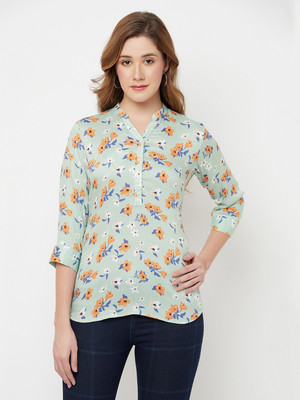 CRIMSOUNE CLUB Casual Printed Women Green Top