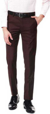 SLC Regular Fit Men Brown Trousers