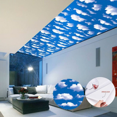 ASSBRI COLLECTIONS Vinyl Decorative White, Blue Wallpaper(L x W: 1000 cm x 45 cm)