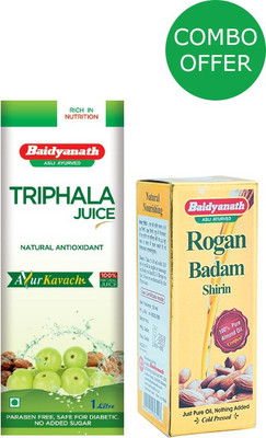 Baidyanath Triphla Juice 1kg With Rogan Badam 100ml For Diabetes , Cholesterol(1 L, 100 ml)