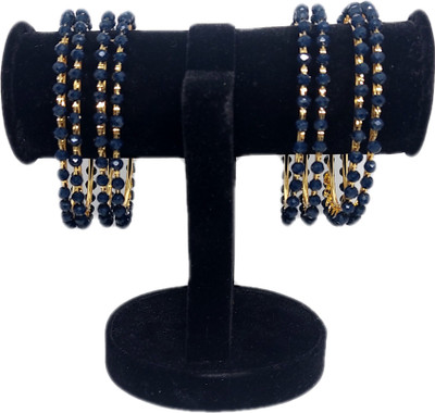 ANIX JEWLERY Brass Crystal Gold-plated Bangle Set(Pack of 8)