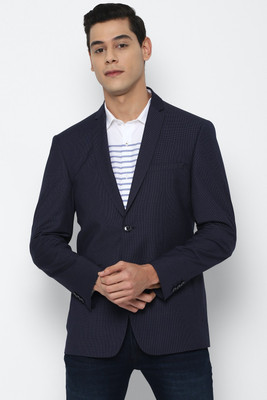 Allen Solly Checkered Single Breasted Casual Men Blazer(Dark Blue)
