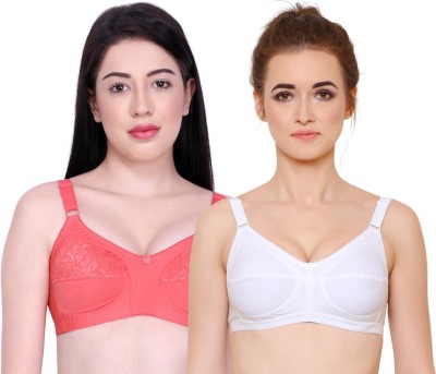 INKURV Women Full Coverage Non Padded Bra(Pink, White)