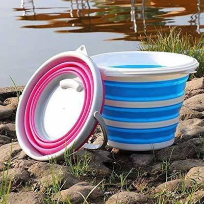 nunki trend Emergency Compact Portable Folding Water Container bucket MULTICOLOR 5 L Plastic, Silicone Bucket