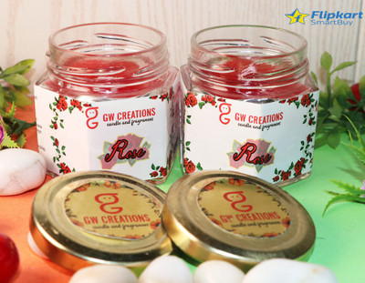 Flipkart SmartBuy Hexagonal Rose jar candle.Made up of Parrafin Wax. Set Of 2. Burn time 55 hr Candle(Red, Pack of 1)