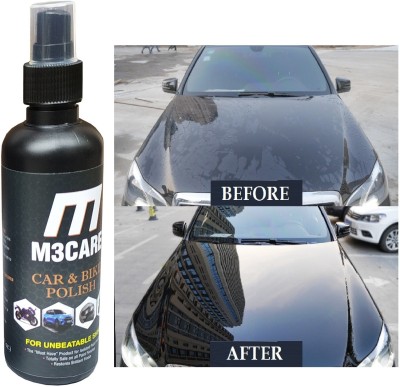 M3CARE Liquid Car Polish for Metal Parts, Dashboard, Leather, Bumper, Exterior, Chrome Accent, Windscreen, Headlight(200 ml, Pack of 1)