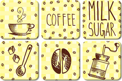 Artvibes Square Wood Coaster Set(Pack of 6)