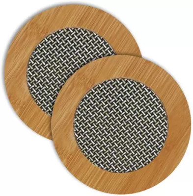 M John's Round Bamboo Coaster Set(Pack of 2)