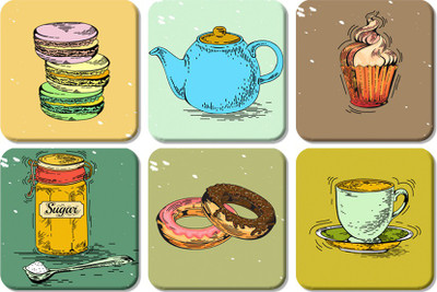 Artvibes Square Wood Coaster Set(Pack of 6)