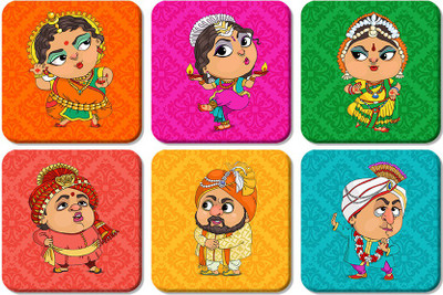 Artvibes Square Wood Coaster Set(Pack of 6)