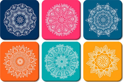 Artvibes Square Wood Coaster Set(Pack of 6)