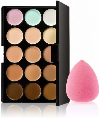 Bingeable 15 Colors Contour Concealer Palette& 1Pcs Makeup Foundation Puff(2 Items in the set)