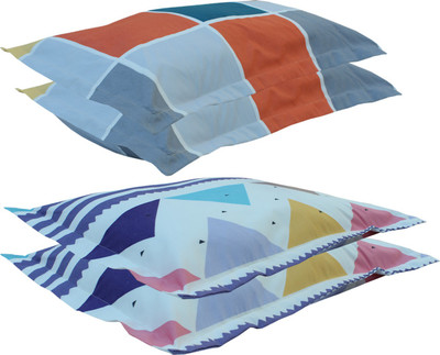 RRB TEXTILE Cotton Pillows Cover(Pack of 4, 50 cm*75 cm, Multicolor)