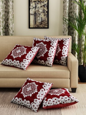 ROMEE Chenille Cushions Cover(Pack of 5, 40 cm*40 cm, Maroon)