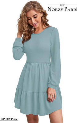 KDS Women Fit and Flare Light Green Above Knee/Mid Thigh Length Dress