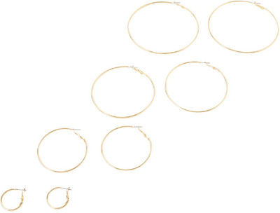 ACCESSORIZE LONDON Women's Gold Set of 4 Simple Hoops Multipack Alloy Hoop Earring