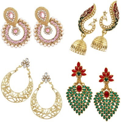 Bhana Jewells Wedding Earring Collection Cubic Zirconia, Pearl Alloy Drops & Danglers, Earring Set, Chandbali Earring, Jhumki Earring