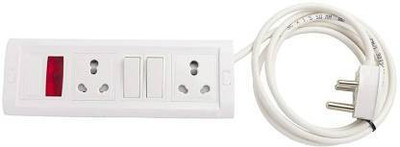 SAGEPL Polycarbonate Safe-Ex 2 Socket, 2 Switch 15/16 AMP 5 Meter Wire Modular 16 A Three Pin Socket