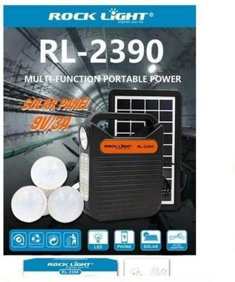ROCK LiGHT Portable Inverter with 3 Individual 6 Volt Led Hanging Bulbs & AC/DC USB Socket 4 hrs Torch Emergency Light(Black)