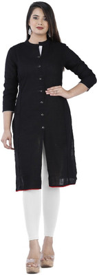 MUHAL Women Solid A-line Kurta(Black)