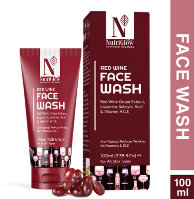 Nutriglow Advanced Organics Red Wine Face wash/ Anti-Ageing /Reduces Wrinkles /With Red Wine Grape Extracts Face Wash(100 ml)