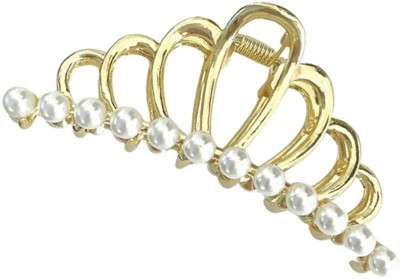 krelin Large Pearl Hair Clip Metal Hair Claw Clip Claw Hair Jaw Clips Barrettes No Slip Hair Claw(Gold)