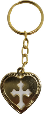 BLESSINGS Gold Heart Cross Key Chain