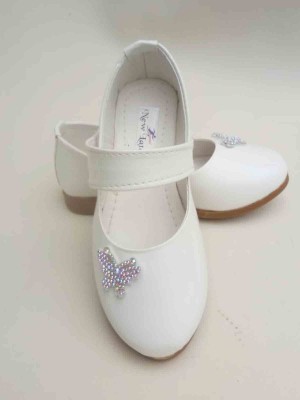 NEWLATESTENT Girls Velcro Ballerinas(White)