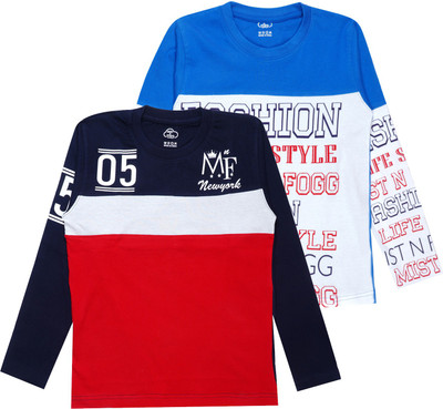MIST N FOGG Boys Colorblock Cotton Blend Regular T Shirt(Multicolor, Pack of 2)