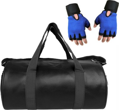 HMFURRYS FINEST PU Leather Gym duffle bag Combo with Sports and Fitness Gloves Fitness Accessory Kit Kit