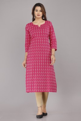 KIRTI Women Printed Straight Kurta(Pink)